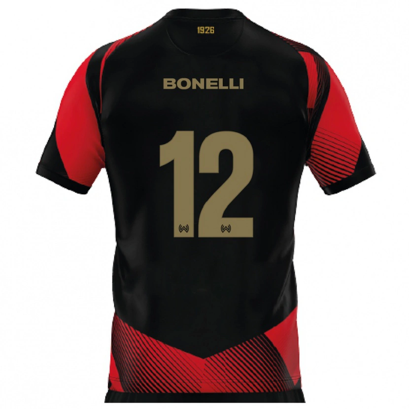 Danxen Kinder Leonardo Bonelli #12 Schwarz Rot Heimtrikot Trikot 2025/26 T-Shirt Österreich
