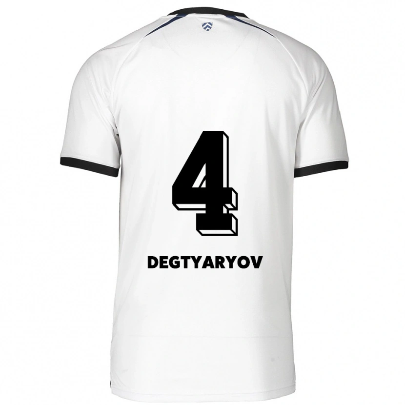 Danxen Kinder Volodymyr Degtyaryov #4 Weiß Schwarz Auswärtstrikot Trikot 2025/26 T-Shirt Österreich