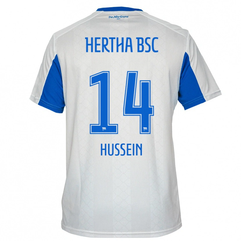 Danxen Kinder Bilal Hussein #14 Weiß Blau Auswärtstrikot Trikot 2025/26 T-Shirt Österreich