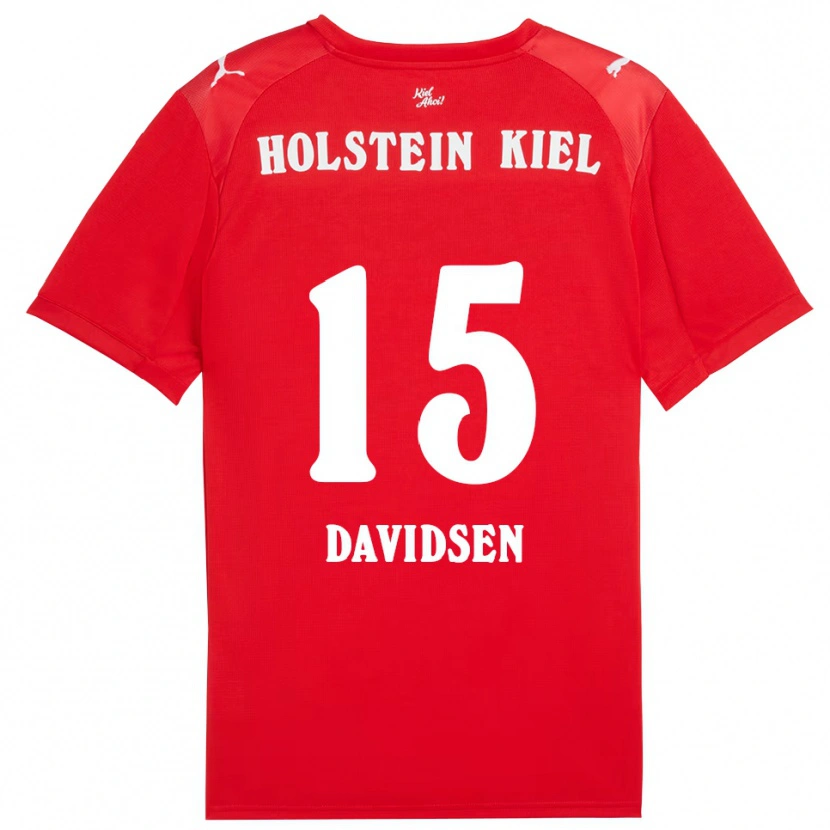 Danxen Kinder Kasper Davidsen #15 Rot Blau Auswärtstrikot Trikot 2025/26 T-Shirt Österreich