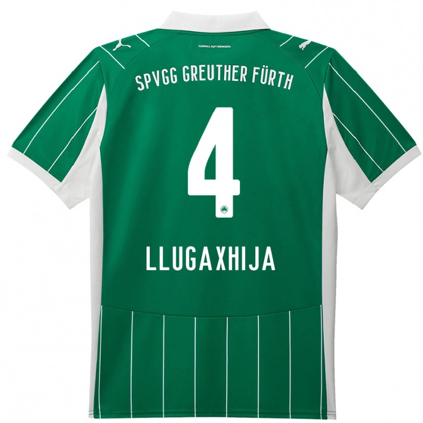 Danxen Kinder Florian Llugaxhija #4 Grün Weiß Auswärtstrikot Trikot 2025/26 T-Shirt Österreich
