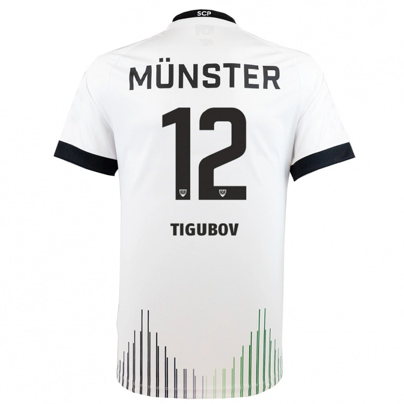Danxen Kinder Adrian Tigubov #12 Weiß Schwarz Auswärtstrikot Trikot 2025/26 T-Shirt Österreich