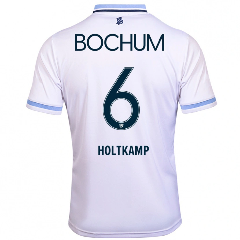 Danxen Kinder Lars Holtkamp #6 Weiß Himmelblau Auswärtstrikot Trikot 2025/26 T-Shirt Österreich