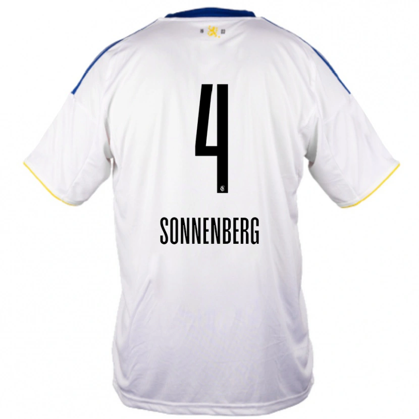 Danxen Kinder Sven Sonnenberg #4 Weiß Blau Gelb Auswärtstrikot Trikot 2025/26 T-Shirt Österreich