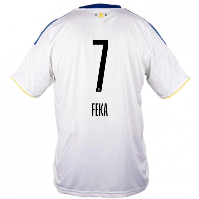 Danxen Kinder Lukas Feka #7 Weiß Blau Gelb Auswärtstrikot Trikot 2025/26 T-Shirt Österreich