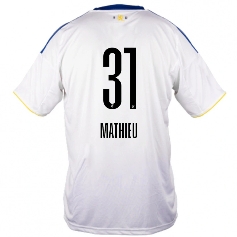 Danxen Kinder Sammy Mathieu #31 Weiß Blau Gelb Auswärtstrikot Trikot 2025/26 T-Shirt Österreich