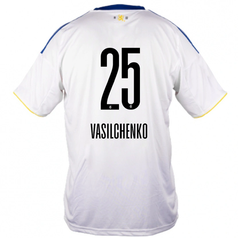 Danxen Kinder Leonard Vasilchenko #25 Weiß Blau Gelb Auswärtstrikot Trikot 2025/26 T-Shirt Österreich
