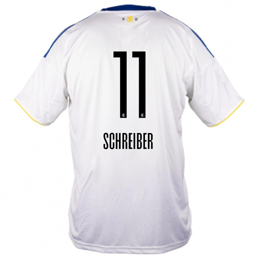 Danxen Kinder Colin Schreiber #11 Weiß Blau Gelb Auswärtstrikot Trikot 2025/26 T-Shirt Österreich