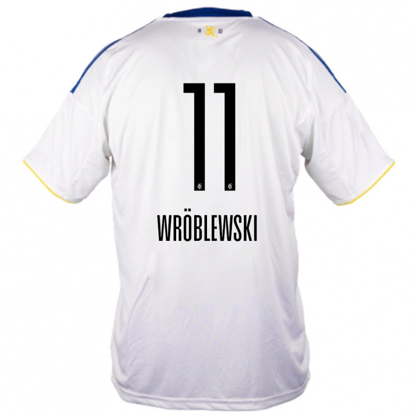 Danxen Kinder Lukas Wröblewski #11 Weiß Blau Gelb Auswärtstrikot Trikot 2025/26 T-Shirt Österreich