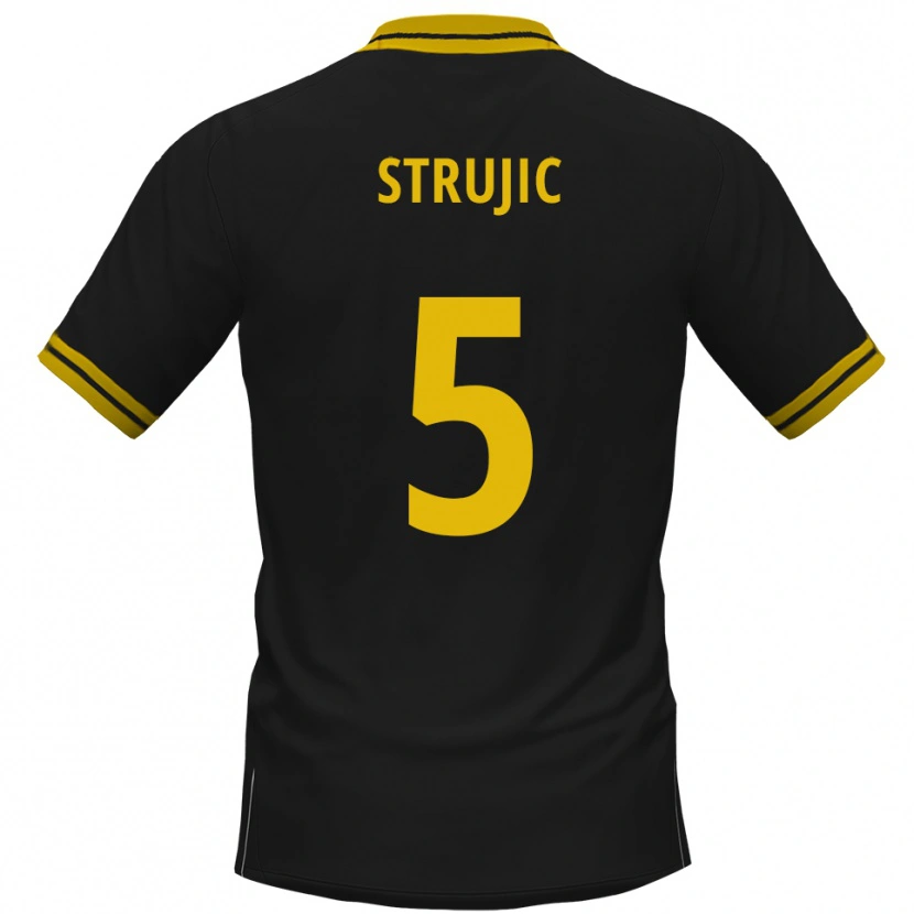 Danxen Kinder Sasa Strujic #5 Schwarz Gelb Auswärtstrikot Trikot 2025/26 T-Shirt Österreich