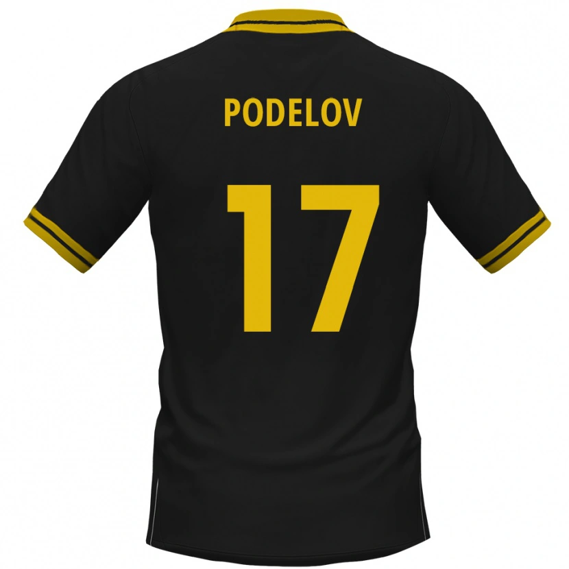 Danxen Kinder David Podelov #17 Schwarz Gelb Auswärtstrikot Trikot 2025/26 T-Shirt Österreich