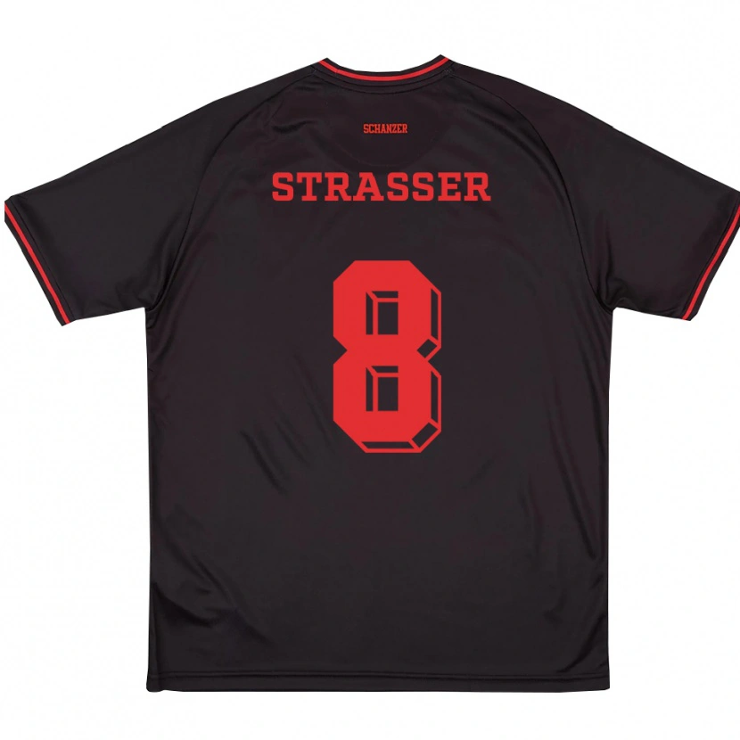 Danxen Kinder Vincent Straßer #8 Schwarz Rot Weiß Auswärtstrikot Trikot 2025/26 T-Shirt Österreich