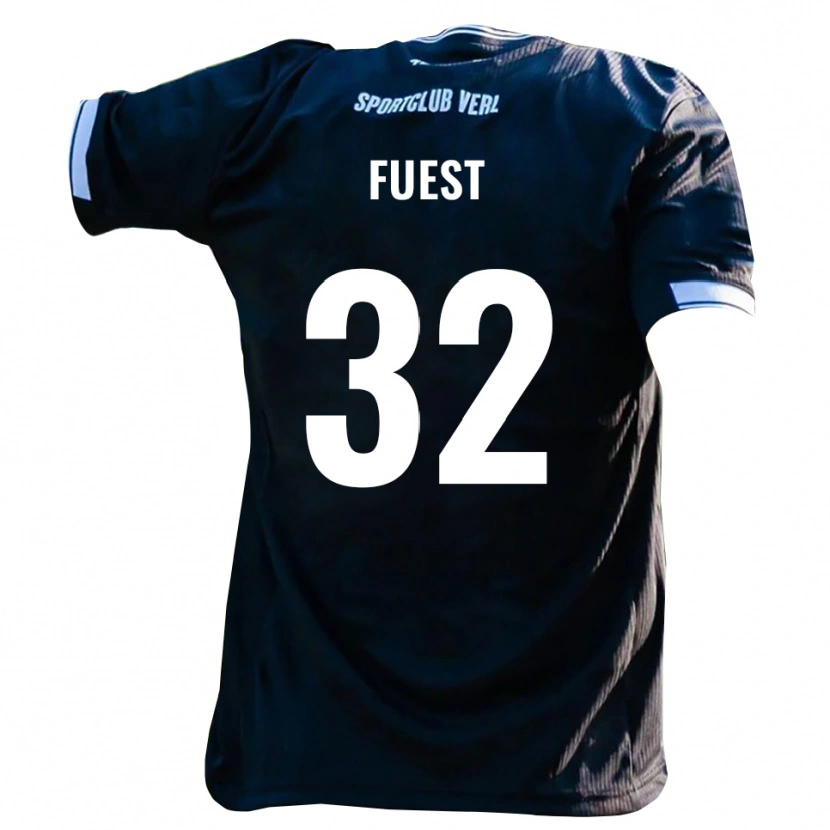 Danxen Kinder Julian Fuest #32 Schwarz Weiß Auswärtstrikot Trikot 2025/26 T-Shirt Österreich