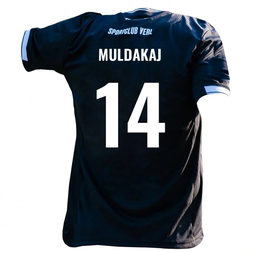 Danxen Kinder Ardit Muldakaj #14 Schwarz Weiß Auswärtstrikot Trikot 2025/26 T-Shirt Österreich