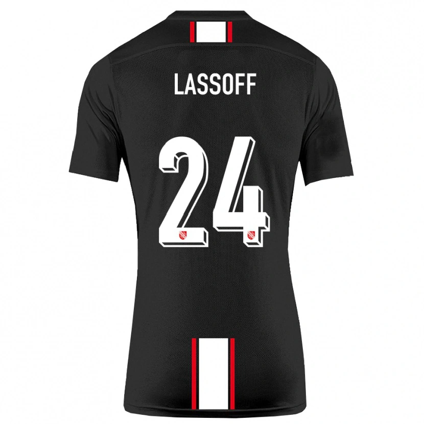 Danxen Kinder Matteo Lassoff #24 Schwarz Weiß Auswärtstrikot Trikot 2025/26 T-Shirt Österreich