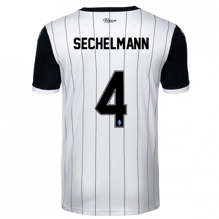 Danxen Kinder Tim Sechelmann #4 Weiß Schwarz Auswärtstrikot Trikot 2025/26 T-Shirt Österreich