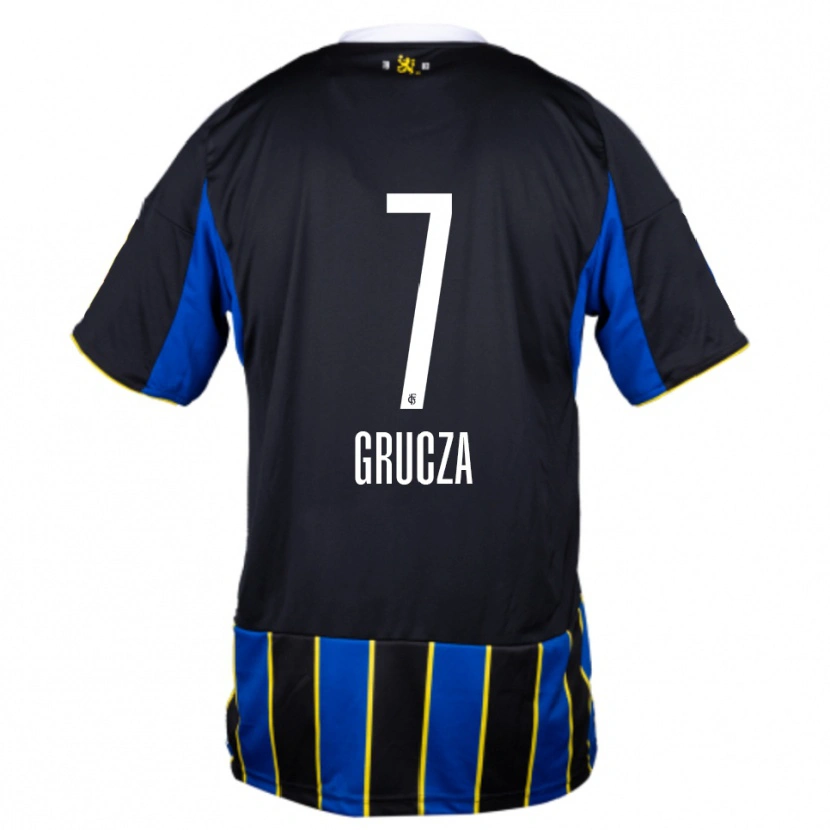 Danxen Herren Nico Grucza #7 Blau Schwarz Gelb Heimtrikot Trikot 2025/26 T-Shirt Österreich