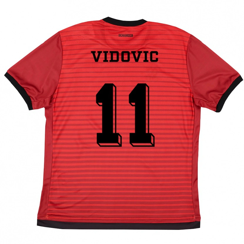 Danxen Herren Paula Vidovic #11 Rot Schwarz Heimtrikot Trikot 2025/26 T-Shirt Österreich