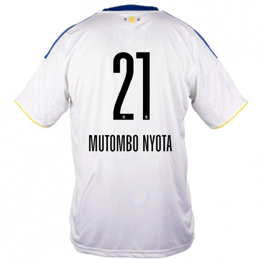 Danxen Herren Jael Mutombo Nyota #21 Weiß Blau Gelb Auswärtstrikot Trikot 2025/26 T-Shirt Österreich
