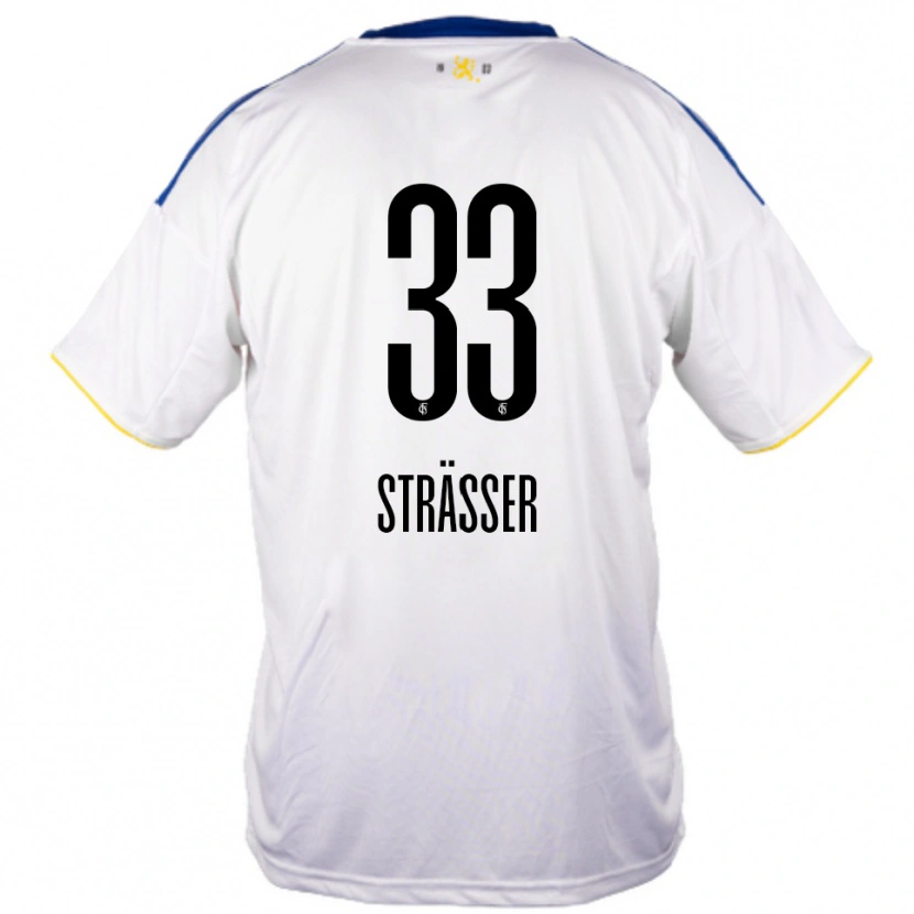 Danxen Herren Jannick Strässer #33 Weiß Blau Gelb Auswärtstrikot Trikot 2025/26 T-Shirt Österreich