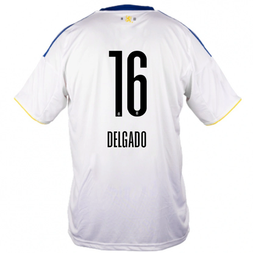 Danxen Herren Thierry Delgado #16 Weiß Blau Gelb Auswärtstrikot Trikot 2025/26 T-Shirt Österreich