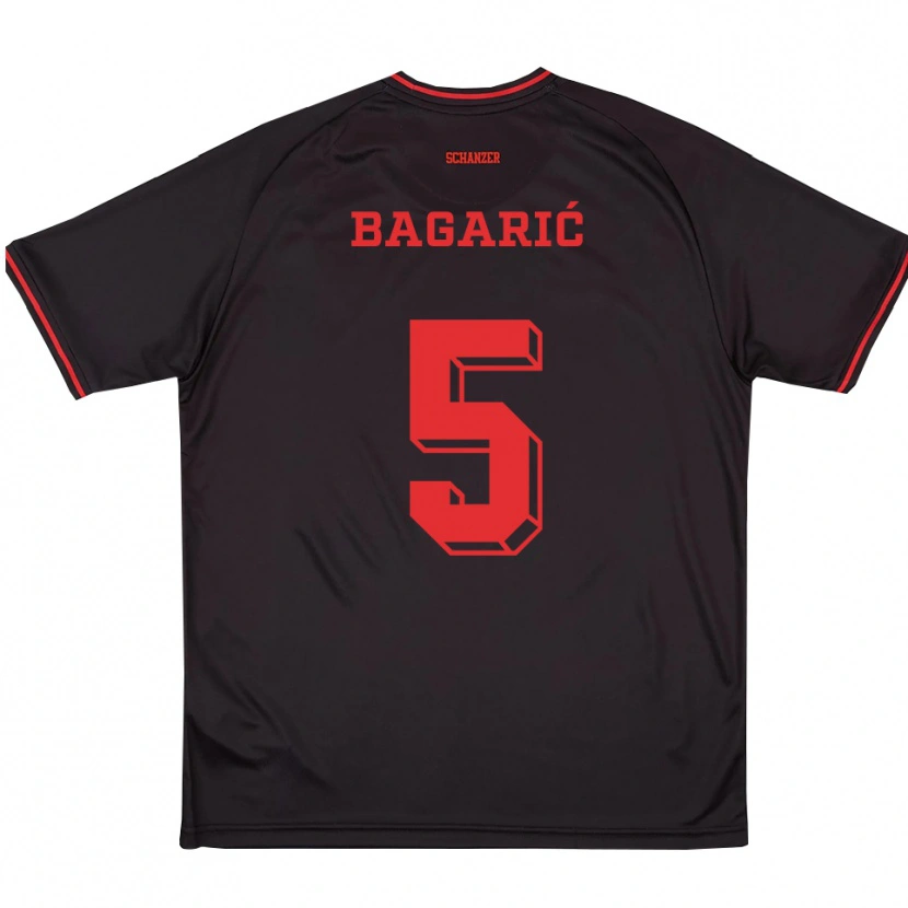 Danxen Herren Tomislav Bagarić #5 Schwarz Rot Weiß Auswärtstrikot Trikot 2025/26 T-Shirt Österreich
