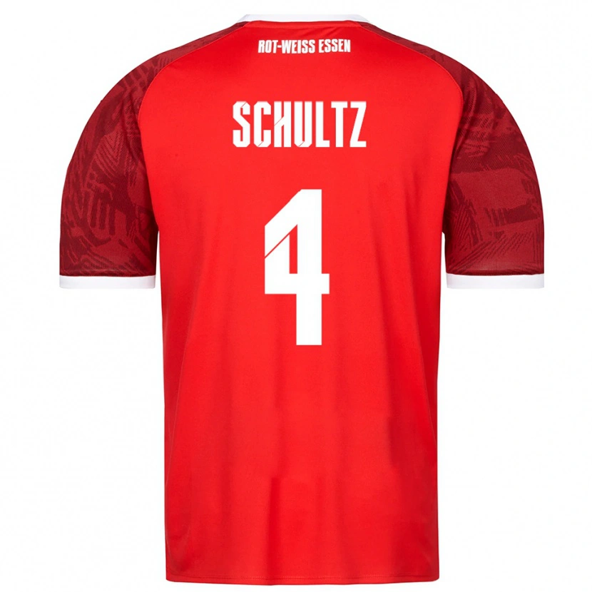 Danxen Herren Michael Schultz #4 Rot Burgunder Weiß Auswärtstrikot Trikot 2025/26 T-Shirt Österreich