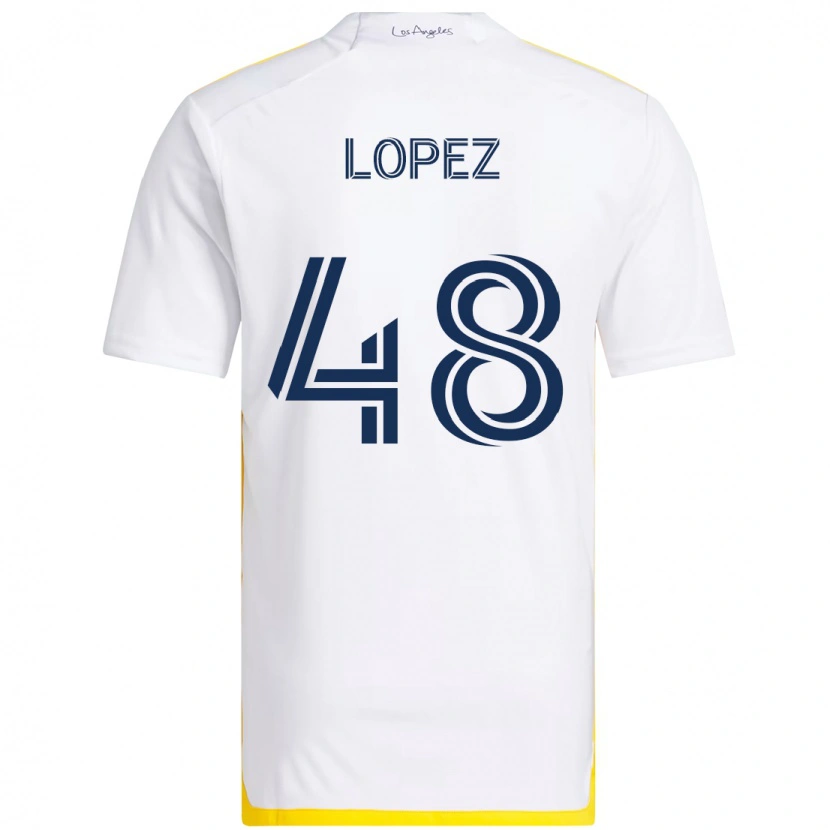 Danxen Kinder Diego López #48 Weiß Gelb Heimtrikot Trikot 2025/26 T-Shirt Österreich