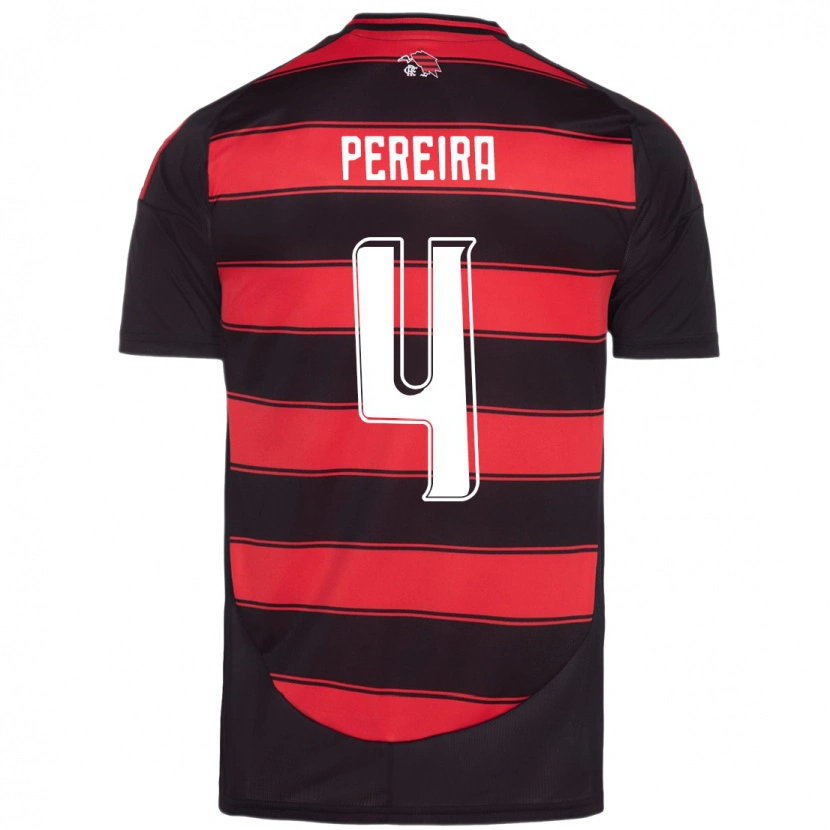 Danxen Kinder Léo Pereira #4 Rot Schwarz Heimtrikot Trikot 2025/26 T-Shirt Österreich