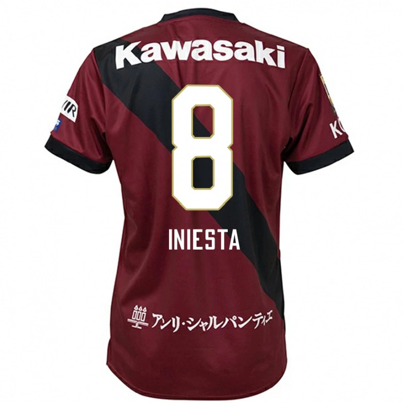 Danxen Kinder Andres Iniesta #8 Burgunder Schwarz Heimtrikot Trikot 2025/26 T-Shirt Österreich