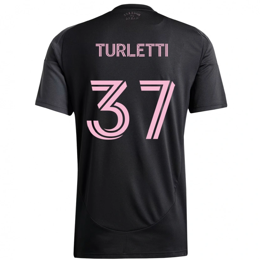 Danxen Kinder Mateo Turletti #37 Schwarz Rosa Auswärtstrikot Trikot 2025/26 T-Shirt Österreich