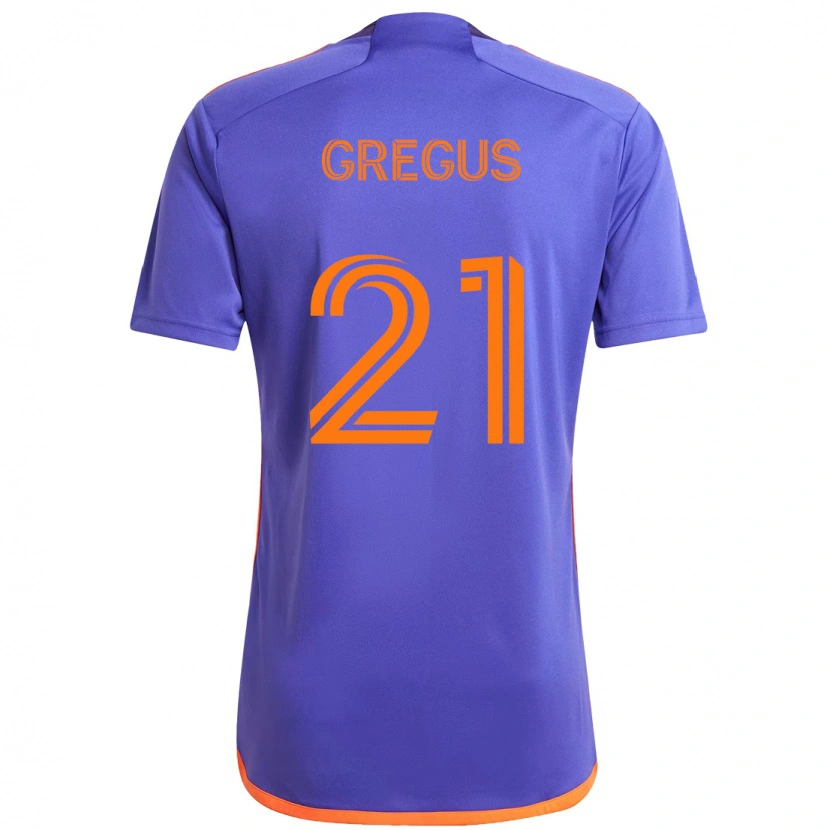 Danxen Kinder Ján Gregus #21 Lila Orange Auswärtstrikot Trikot 2025/26 T-Shirt Österreich
