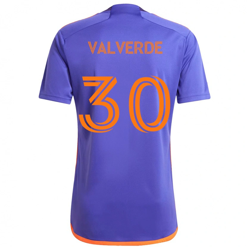 Danxen Kinder Jefferson Valverde #30 Lila Orange Auswärtstrikot Trikot 2025/26 T-Shirt Österreich