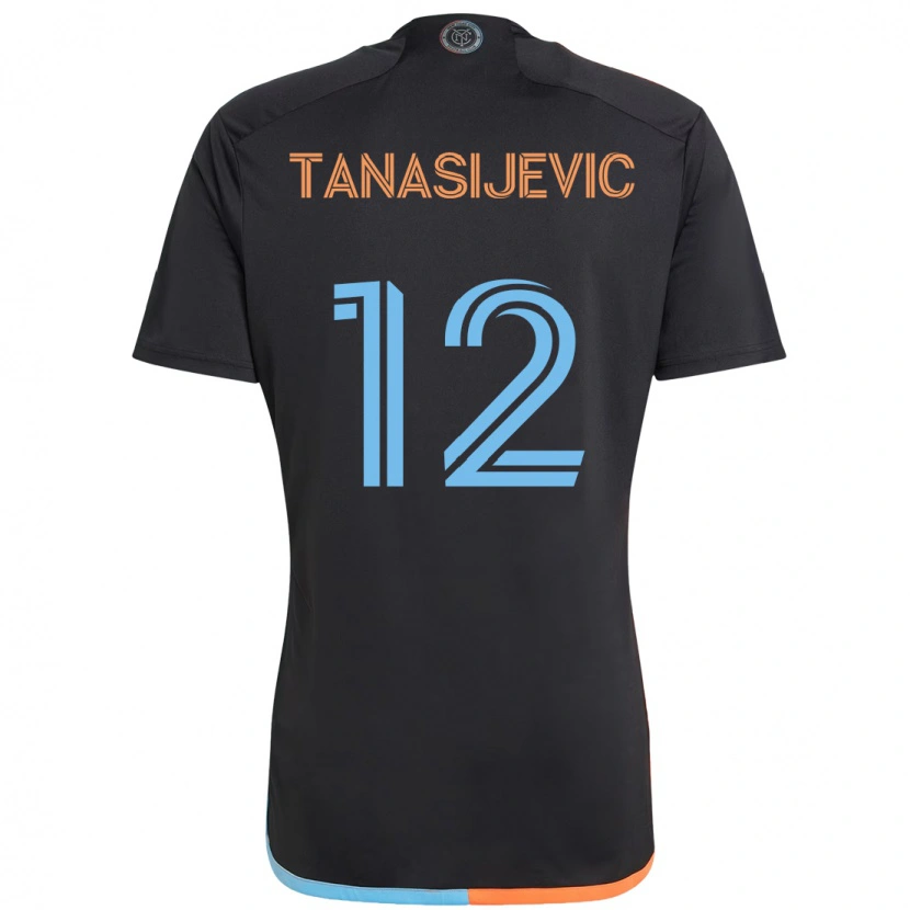 Danxen Kinder Strahinja Tanasijević #12 Schwarz Blau Orange Auswärtstrikot Trikot 2025/26 T-Shirt Österreich