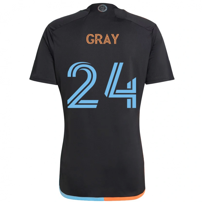 Danxen Kinder Tayvon Gray #24 Schwarz Blau Orange Auswärtstrikot Trikot 2025/26 T-Shirt Österreich