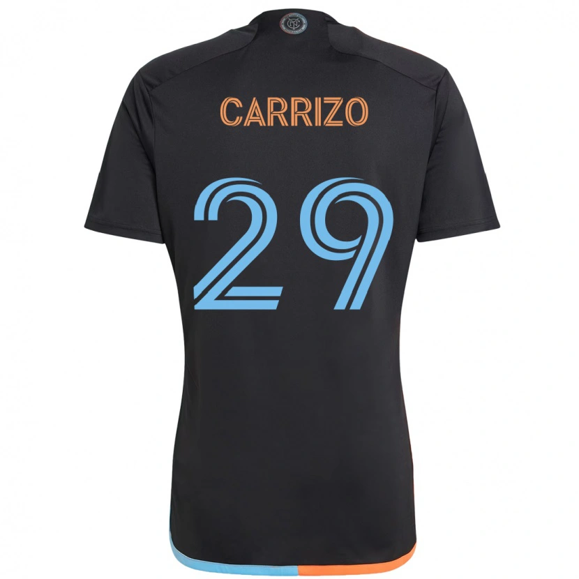 Danxen Kinder Máximo Carrizo #29 Schwarz Blau Orange Auswärtstrikot Trikot 2025/26 T-Shirt Österreich