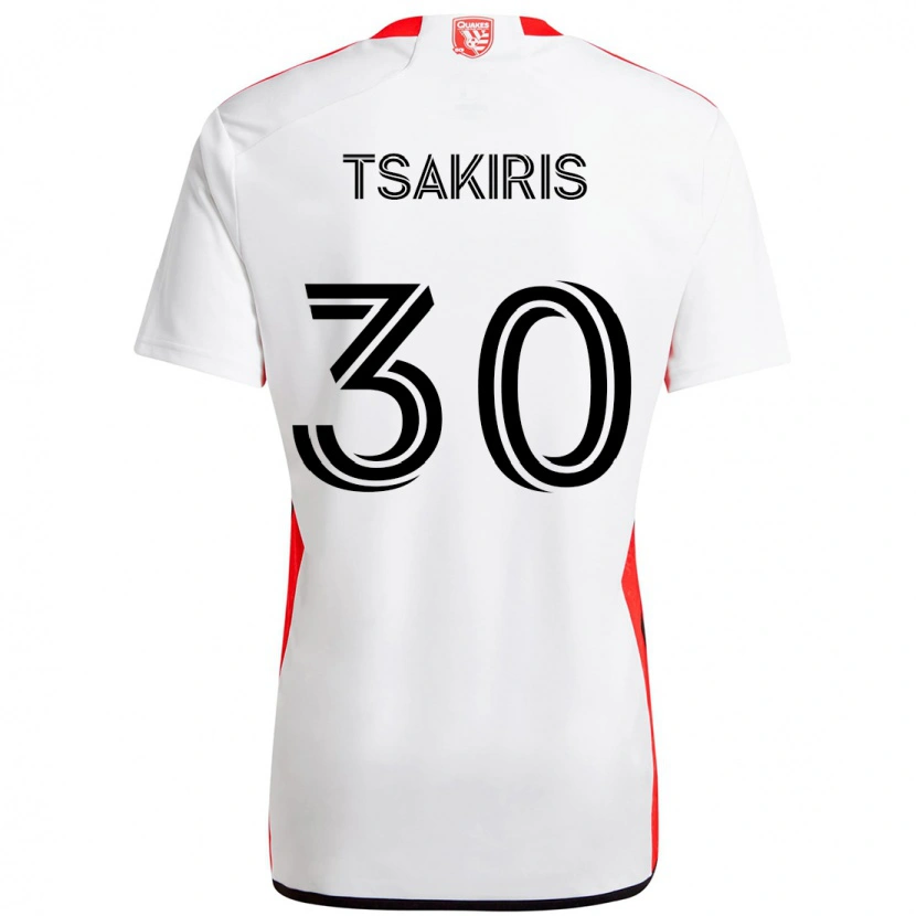 Danxen Kinder Niko Tsakiris #30 Weiß Rot Auswärtstrikot Trikot 2025/26 T-Shirt Österreich