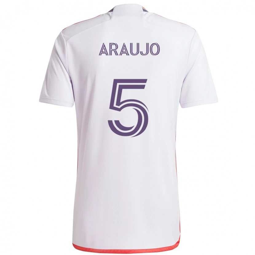 Danxen Kinder César Araújo #5 Weiß Lila Auswärtstrikot Trikot 2025/26 T-Shirt Österreich