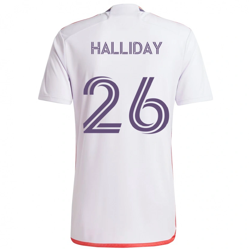 Danxen Kinder Michael Halliday #26 Weiß Lila Auswärtstrikot Trikot 2025/26 T-Shirt Österreich