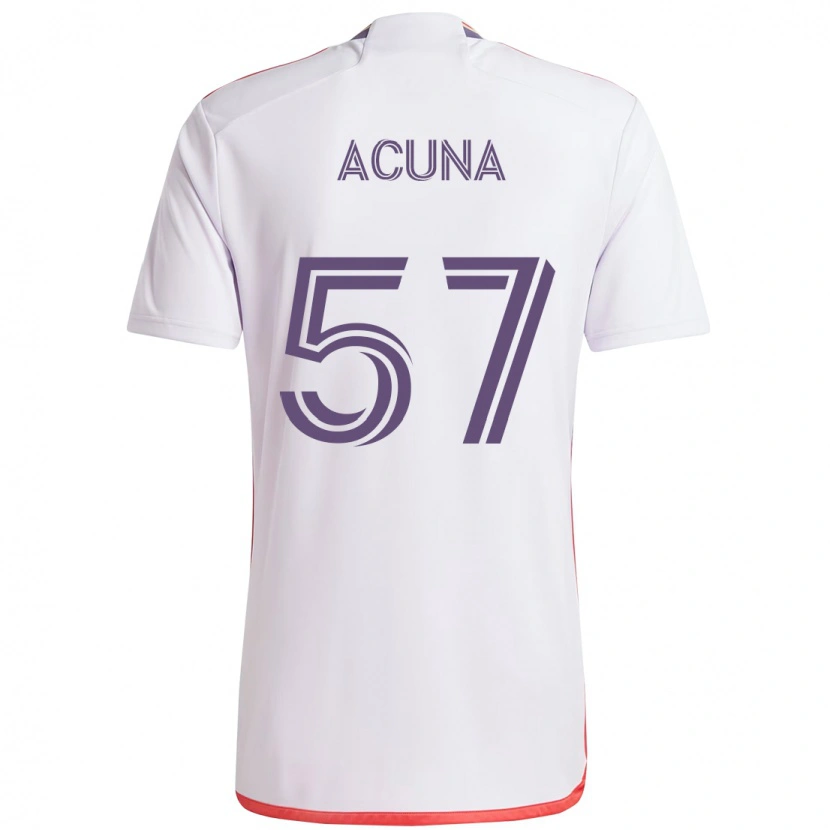 Danxen Kinder Cristofer Acuña #57 Weiß Lila Auswärtstrikot Trikot 2025/26 T-Shirt Österreich