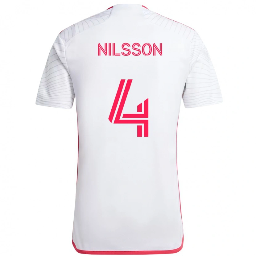 Danxen Kinder Joakim Nilsson #4 Weiß Magenta Auswärtstrikot Trikot 2025/26 T-Shirt Österreich