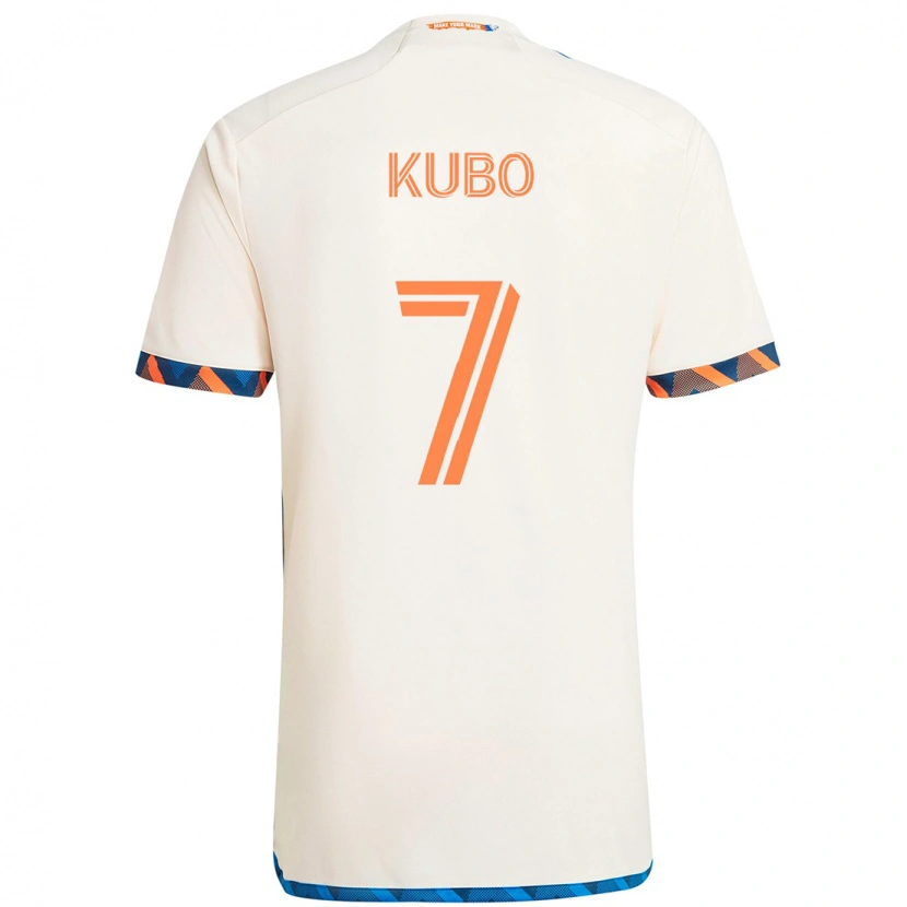 Danxen Kinder Yuya Kubo #7 Weiß Blau Orange Auswärtstrikot Trikot 2025/26 T-Shirt Österreich