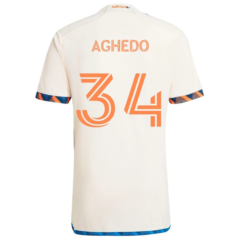 Danxen Kinder London Aghedo #34 Weiß Blau Orange Auswärtstrikot Trikot 2025/26 T-Shirt Österreich