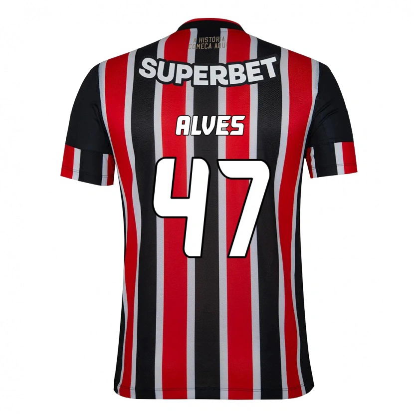 Danxen Kinder Matheus Alves #47 Schwarz Rot Auswärtstrikot Trikot 2025/26 T-Shirt Österreich