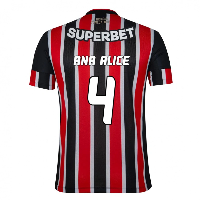 Danxen Kinder Ana Alice Luciano Da Silva #4 Schwarz Rot Auswärtstrikot Trikot 2025/26 T-Shirt Österreich