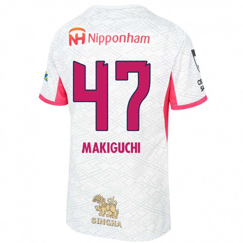 Danxen Kinder Kazuma Makiguchi #47 Weiß Sakura Rosa Auswärtstrikot Trikot 2025/26 T-Shirt Österreich