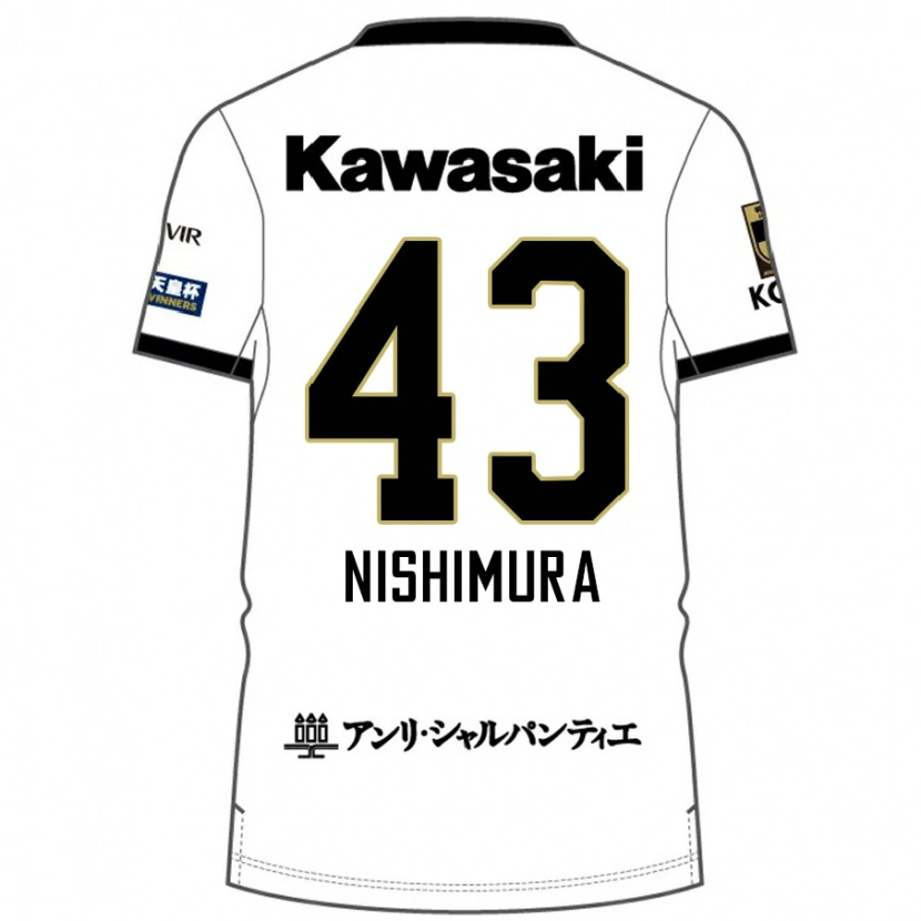 Danxen Kinder Nagi Nishimura #43 Weiß Schwarz Auswärtstrikot Trikot 2025/26 T-Shirt Österreich
