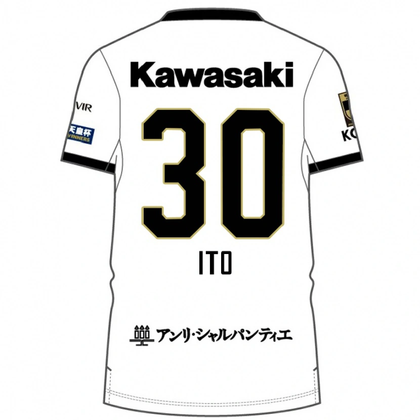 Danxen Kinder Genta Ito #30 Weiß Schwarz Auswärtstrikot Trikot 2025/26 T-Shirt Österreich