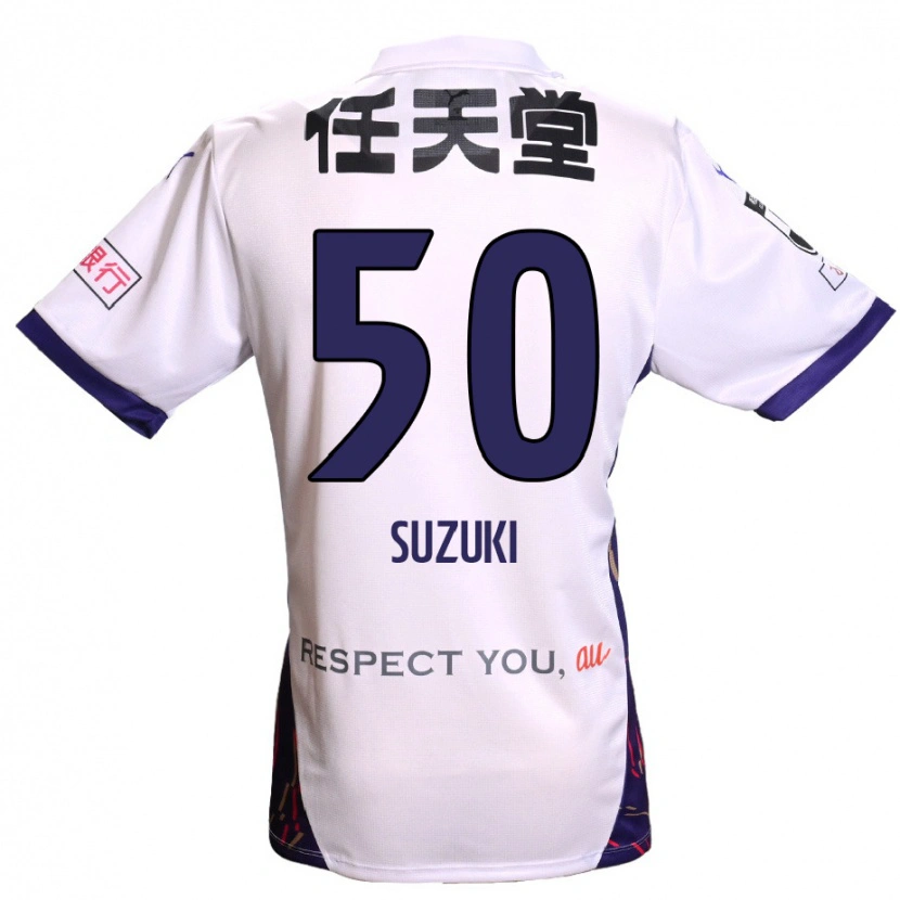 Danxen Kinder Yoshinori Suzuki #50 Weiß Lila Schwarz Auswärtstrikot Trikot 2025/26 T-Shirt Österreich