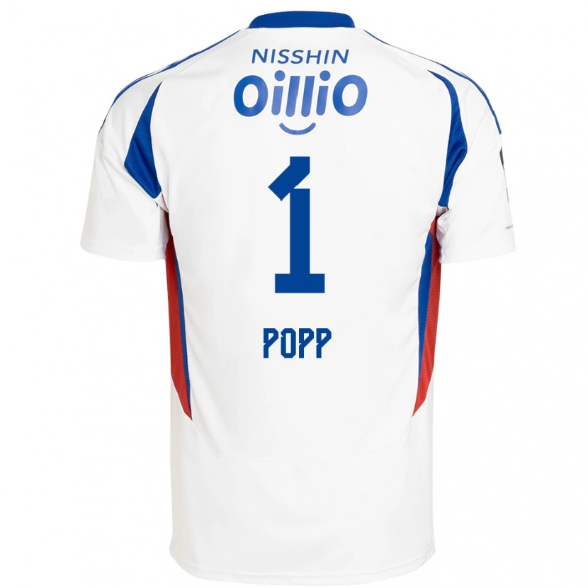 Danxen Kinder William Popp #1 Weiß Königsblau Auswärtstrikot Trikot 2025/26 T-Shirt Österreich